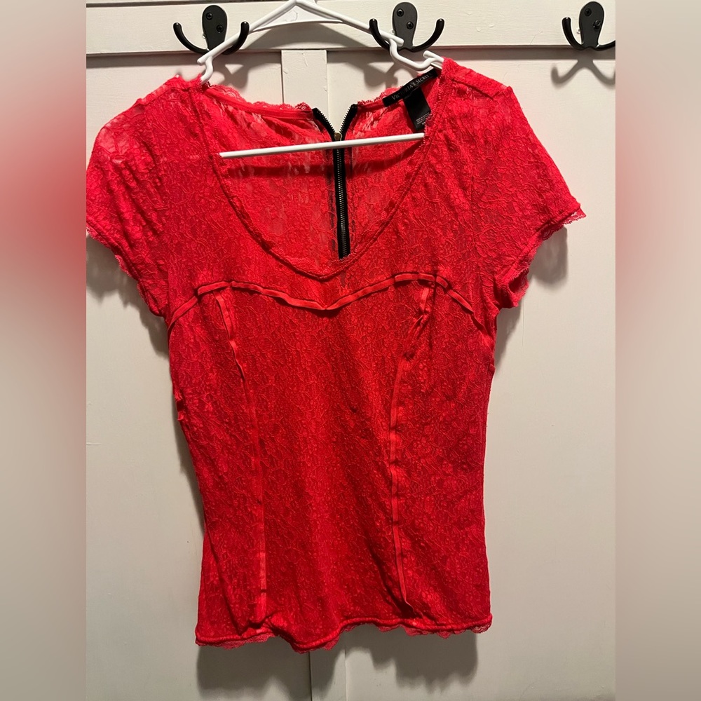 Victoria Secret Red Lace Top Size Medium